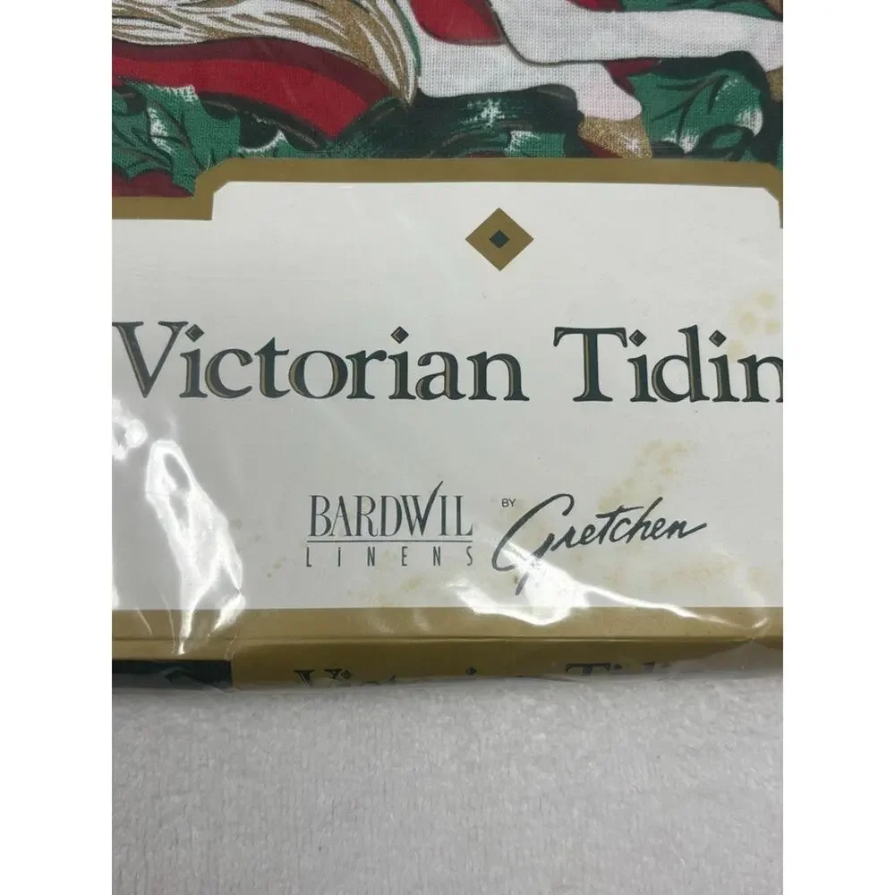 Vtg Bardwil Christmas Tablecloth Napkins Oblong‎ 52X70 Horse Victorian Tidings